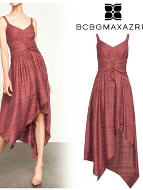 BCBGMaxAzria Deep Terra Cotta Asymmetrical Dress